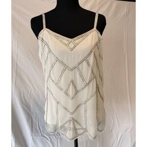 White House Black Market Beaded Sequin Camisole M Party Y2K Glam Chic
